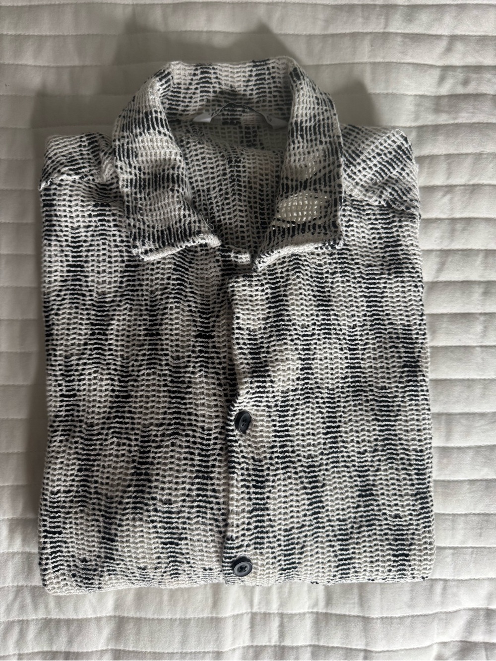 ZARA Black & White Open-Weave Knit Shirt